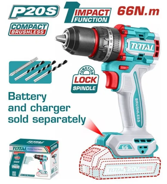 20V Máy khoan búa dùng pin 66Nm Total TIDLI206681