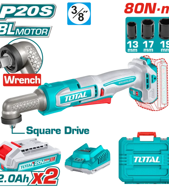 Máy Siết Bu Lông Góc Dùng Pin 20V TOTAL TAIWLI2081 - Động Cơ Không Chổi Than, Lực Siết 80Nm 