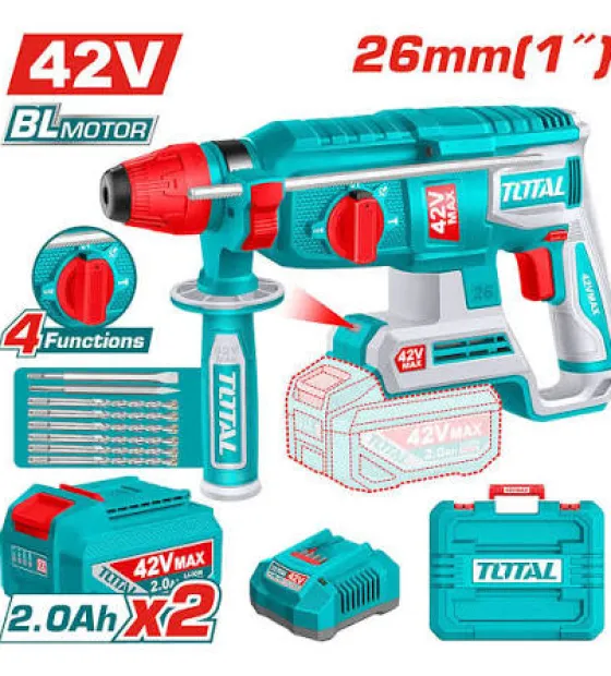 Máy Khoan Bê Tông Không Chổi Than Dùng Pin 42V Total TRHLI422682
