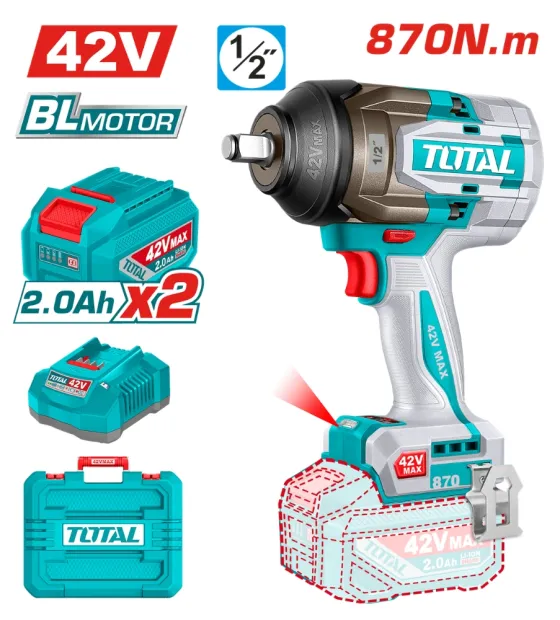 Máy siết bulong dùng pin 42V 870Nm Total TIWLI42862 (2 pin & sạc)