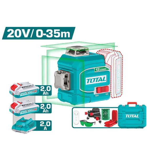 Máy Cân Bằng Laser 3 Tia Xanh Pin 20V Total TLL3012165