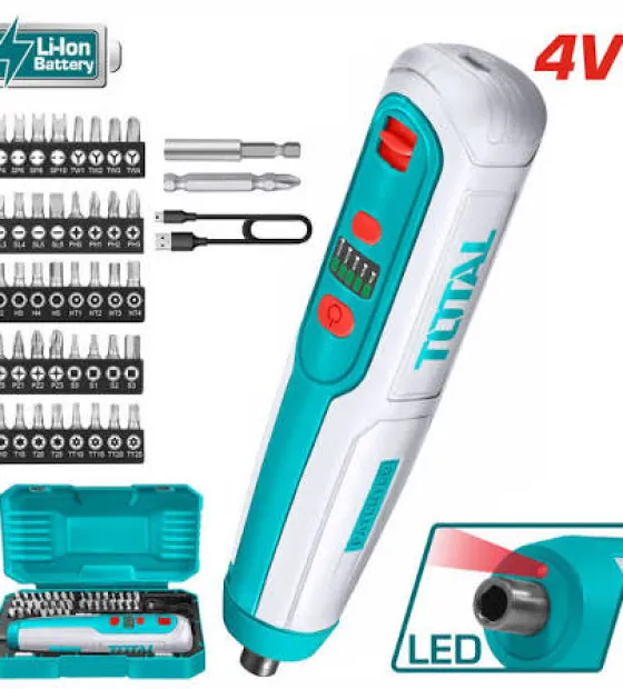 Máy Vặn Vít Pin 4V TOTAL TSDLI0403 5Nm Kèm 41 Mũi Vít
