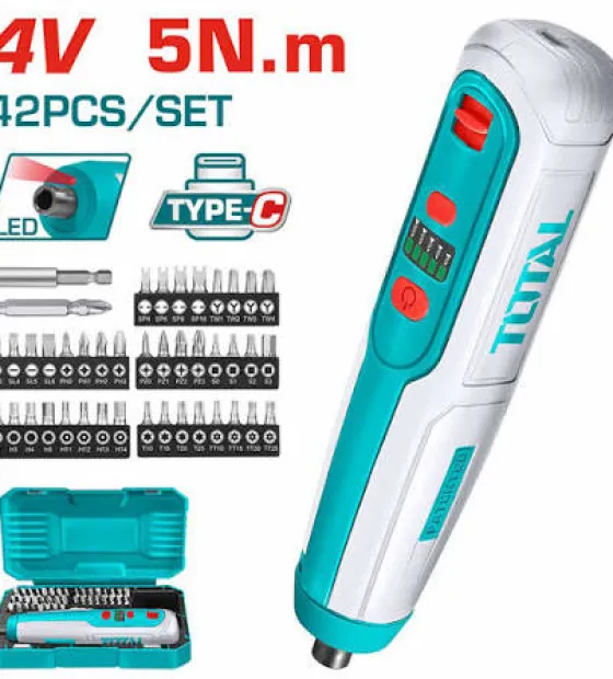 Máy Siết Vít Pin 4V TOTAL TSDLI0406 5Nm LED 42 Mũi Vít