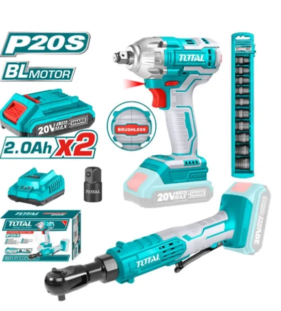Bộ combo máy siết buloong TIWLI2038 & TDRLI206015 dùng pin 20V Total TOSLI23043