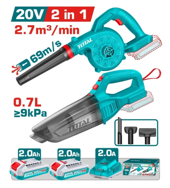 Bộ Combo Máy Thổi & Máy Hút Bụi Pin 20V TOTAL TOSLI240999