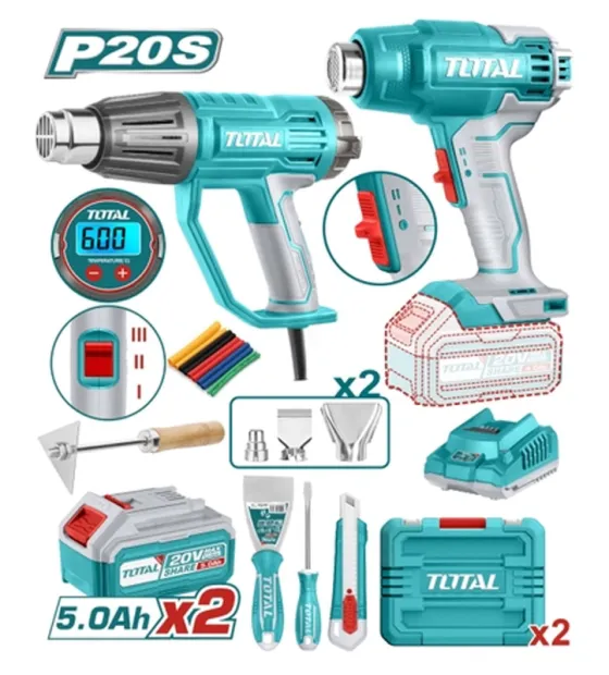 Bộ máy thổi nóng dùng điện và pin Total TOSLI250801 (2 Pin 5.0Ah, 1 Sạc)