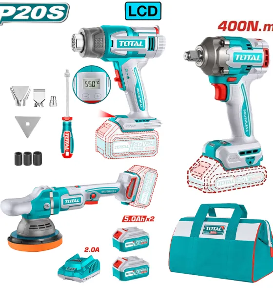 Combo Total Máy siết bu lông TIWLI20401 & máy thổi nhiệt TBLI2003 & Máy đánh bóng TAPLI2015 Mã TOSLI240863
