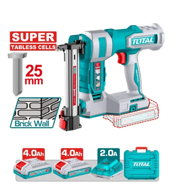 Máy Bắn Đinh Tường Gạch Dùng Pin 20V Total TCBNLI38136 (2 Pin 4.0Ah, 1 Sạc)