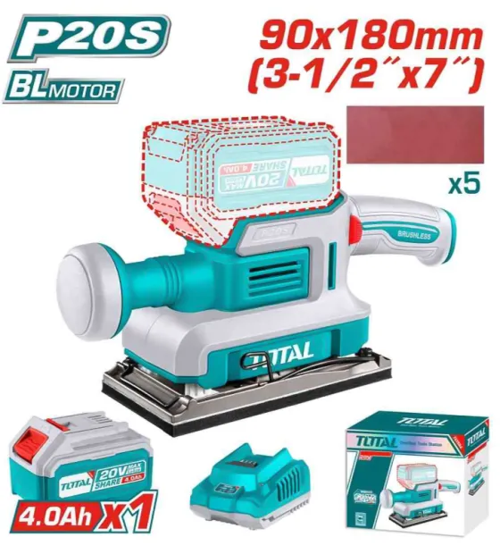 Máy chà nhám dùng pin 20V Total TFSLI20311 (1 Pin 2.0Ah, 1 Sạc)