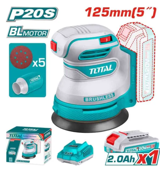 Máy chà nhám tròn dùng pin 20V Total TROSLI20021 (1 Pin 2.0Ah, 1 Sạc)