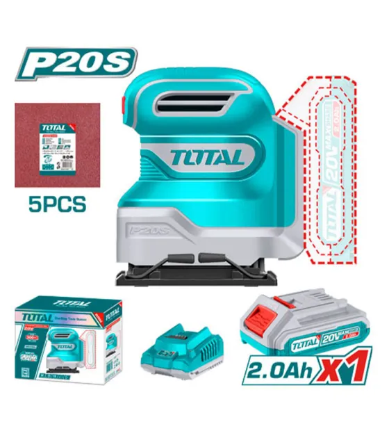 Máy chà nhám vuông dùng pin 20V Total TSHSLI20141 (1 Pin 2.0Ah & Sạc)