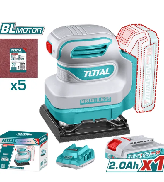 Máy chà nhám vuông dùng pin 20V Total TSHSLI20241 (1 Pin 2.0Ah, 1 Sạc)