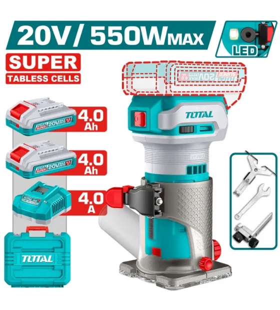 Máy phay gỗ dùng pin 20V Total TCRLI34031
