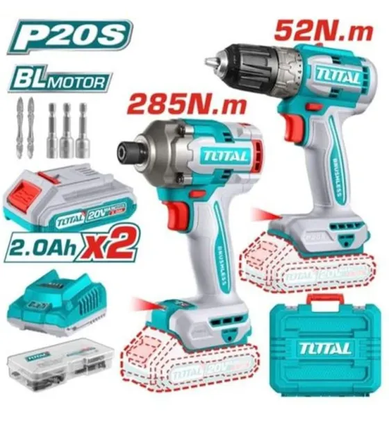 Bộ Combo Máy Khoan TDLI204531 & Máy Siết Vít TIRLI2028 Không Chổi Than Dùng Pin 20V TCKLI20272