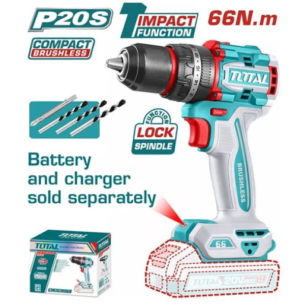 20V Máy khoan búa dùng pin 66Nm Total TIDLI206681
