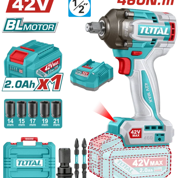 Máy siết buloong Total dùng pin 42V – 460Nm TIWLI42461 