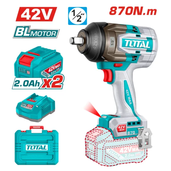 Máy siết bulong dùng pin 42V 870Nm Total TIWLI42862 (2 pin & sạc)