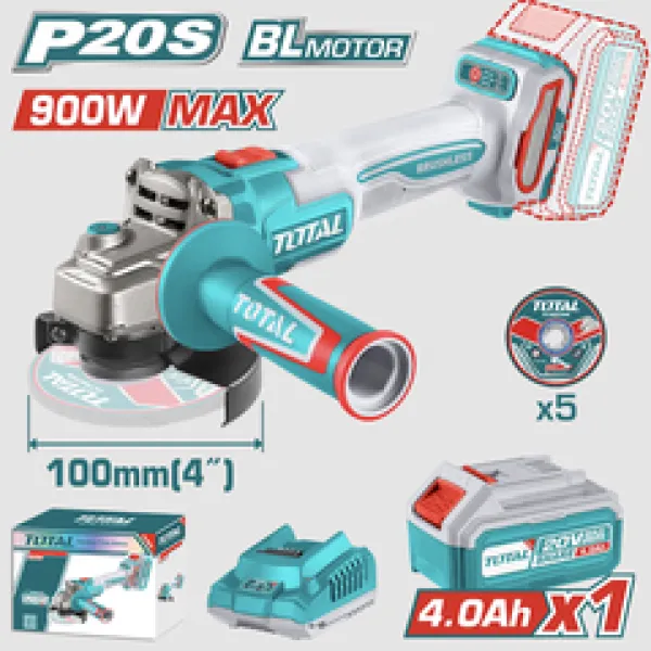 Máy Mài Góc Dùng Pin 20V Total TAGLI261021 Không Chổi Than 900W