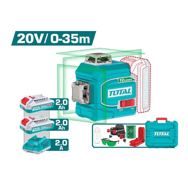 Máy Cân Bằng Laser 3 Tia Xanh Pin 20V Total TLL3012165