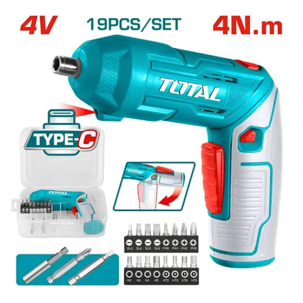 Máy Siết Vít Pin 4V TOTAL TSDLI0442 4Nm Có LED Kèm Mũi Vít