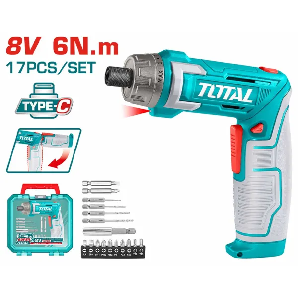 Máy Vặn Vít Mini Pin 8V TOTAL TSDLI08025 6Nm 15+1