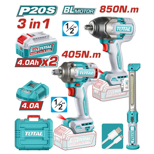 Bộ combo 2 máy siết buloong TIWLI20451 & TIWLI20851 Total TOSLI260285
