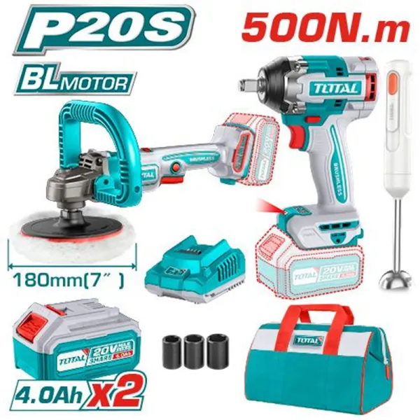 Combo Máy siết bu lông TIWLI2050 & Máy đánh bóng TAPLI2018 Tặng Máy xay Total TOSLI240686