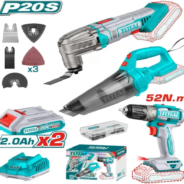 # Combo TOSLI240685 - Bộ Combo Máy Cắt Gọc Đa Năng & Máy Khoan Pin Không Chổi Than & Máy Hút Bụi Dùng Pin 20V TOTAL