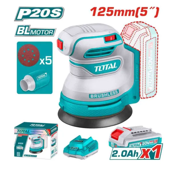 Máy chà nhám tròn dùng pin 20V Total TROSLI20021 (1 Pin 2.0Ah, 1 Sạc)