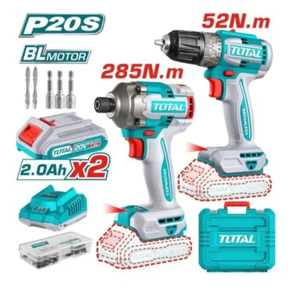 Bộ Combo Máy Khoan TDLI204531 & Máy Siết Vít TIRLI2028 Không Chổi Than Dùng Pin 20V TCKLI20272